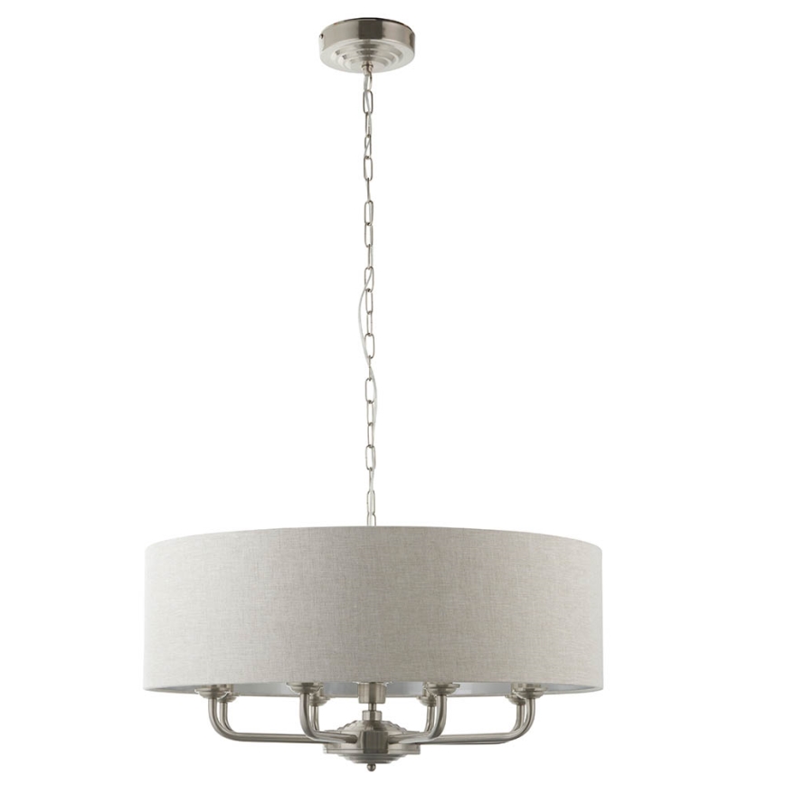 Endon 99152 - Lustr na řetězu HIGHCLERE 8xE14/40W/230V šedá/matný chrom pr. 70 cm