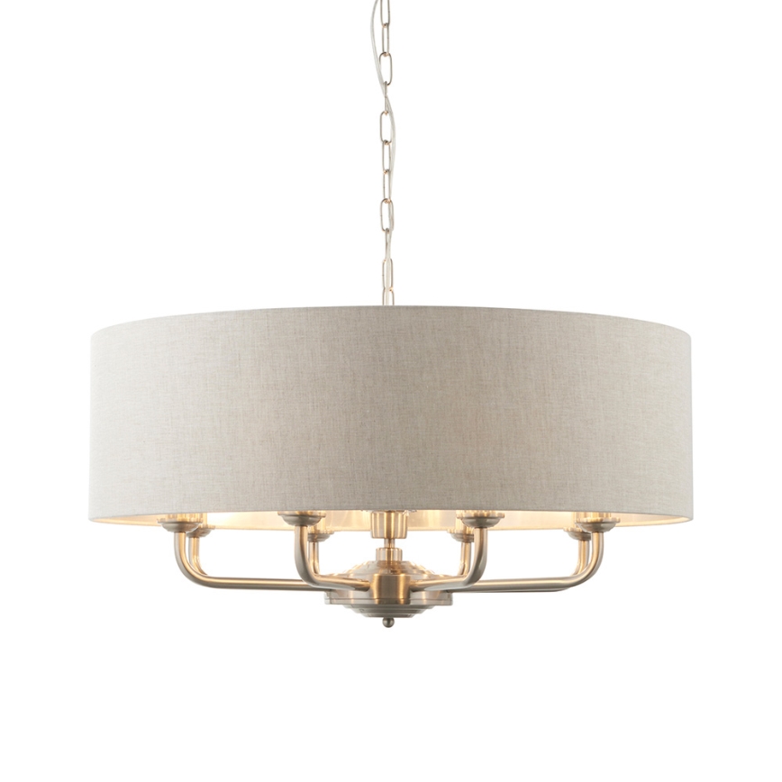 Endon 99152 - Lustr na řetězu HIGHCLERE 8xE14/40W/230V šedá/matný chrom pr. 70 cm