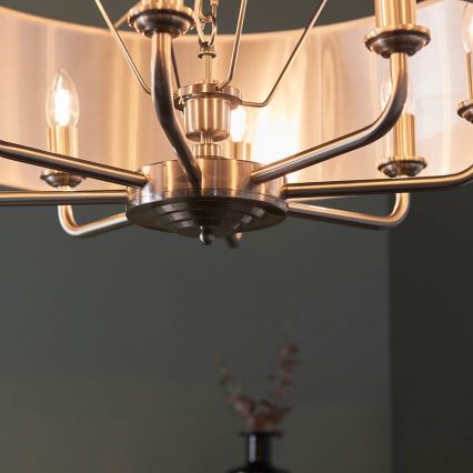 Endon 99152 - Lustr na řetězu HIGHCLERE 8xE14/40W/230V šedá/matný chrom pr. 70 cm