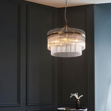 Endon 99166 - Lustr na řetězu MARIETTA 5xE14/7W/230V mosaz/čirá