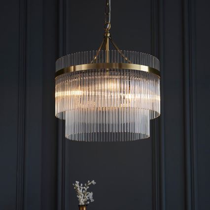 Endon 99167 - Lustr na řetězu MARIETTA 3xE14/7W/230V mosaz/čirá