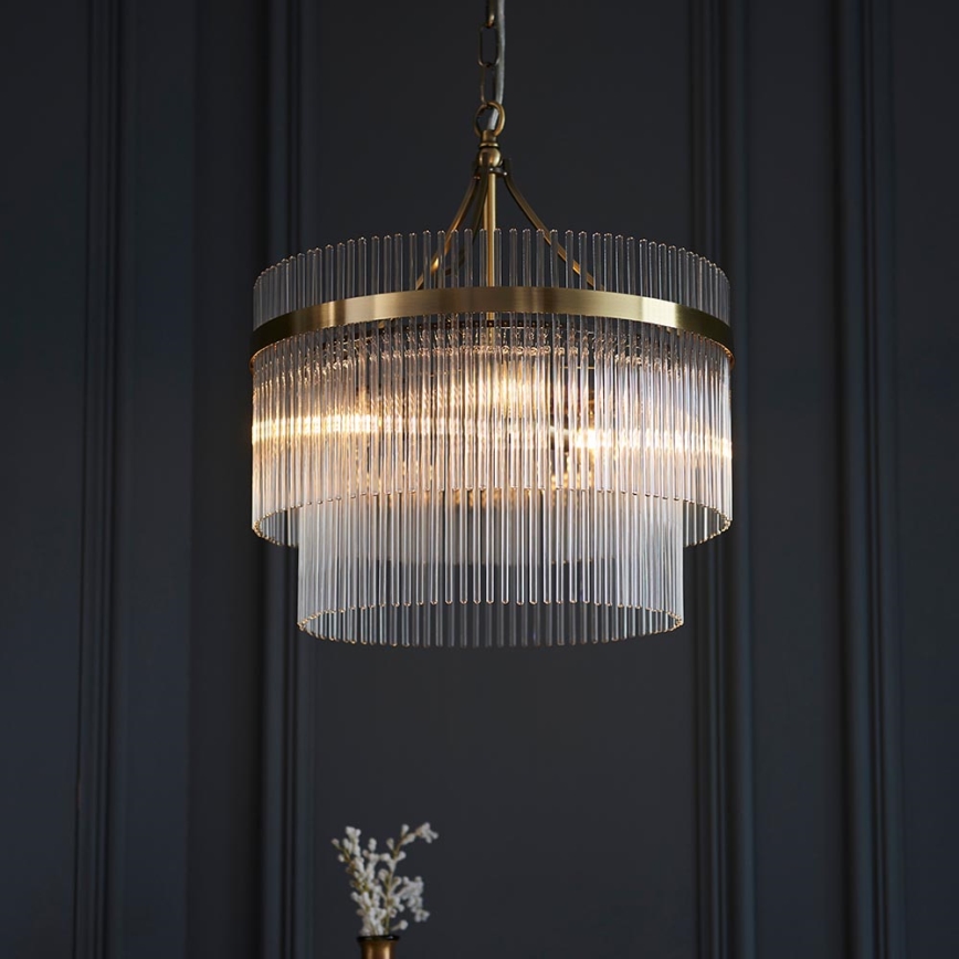 Endon 99167 - Lustr na řetězu MARIETTA 3xE14/7W/230V mosaz/čirá