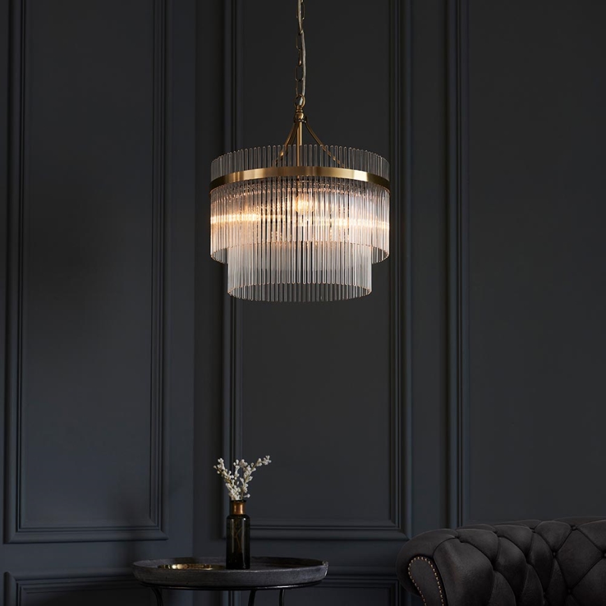 Endon 99167 - Lustr na řetězu MARIETTA 3xE14/7W/230V mosaz/čirá
