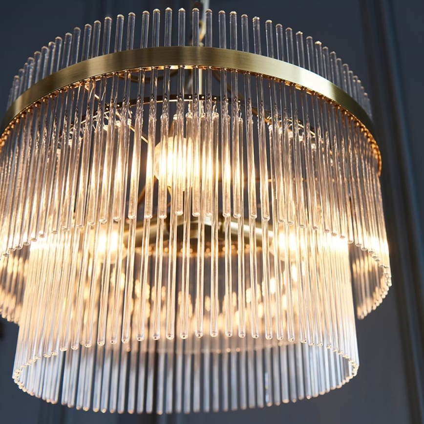Endon 99167 - Lustr na řetězu MARIETTA 3xE14/7W/230V mosaz/čirá