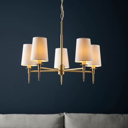 Endon 99458 - Lustr na řetězu 5xE14/6W/230V zlatá/bílá