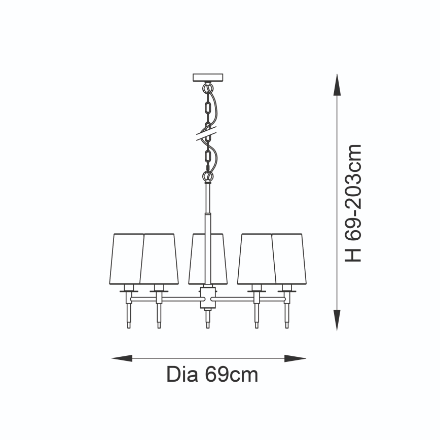 Endon 99458 - Lustr na řetězu 5xE14/6W/230V zlatá/bílá