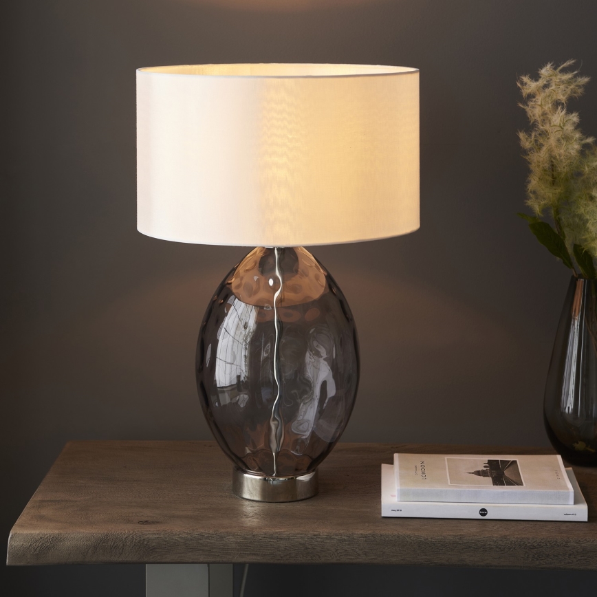 Endon 99581 - Stmívatelná stolní lampa ERIN 1xE27/10W/230V krémová/matný chrom/kouřová černá