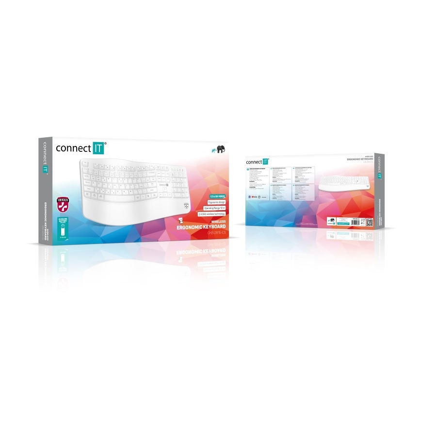 Ergonomická bezdrátová klávesnice s CZ/SK lokalizací 1xAA bílá