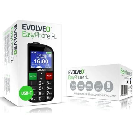 Evolveo - EasyPhone FL, mobilní telefon pro seniory, černá