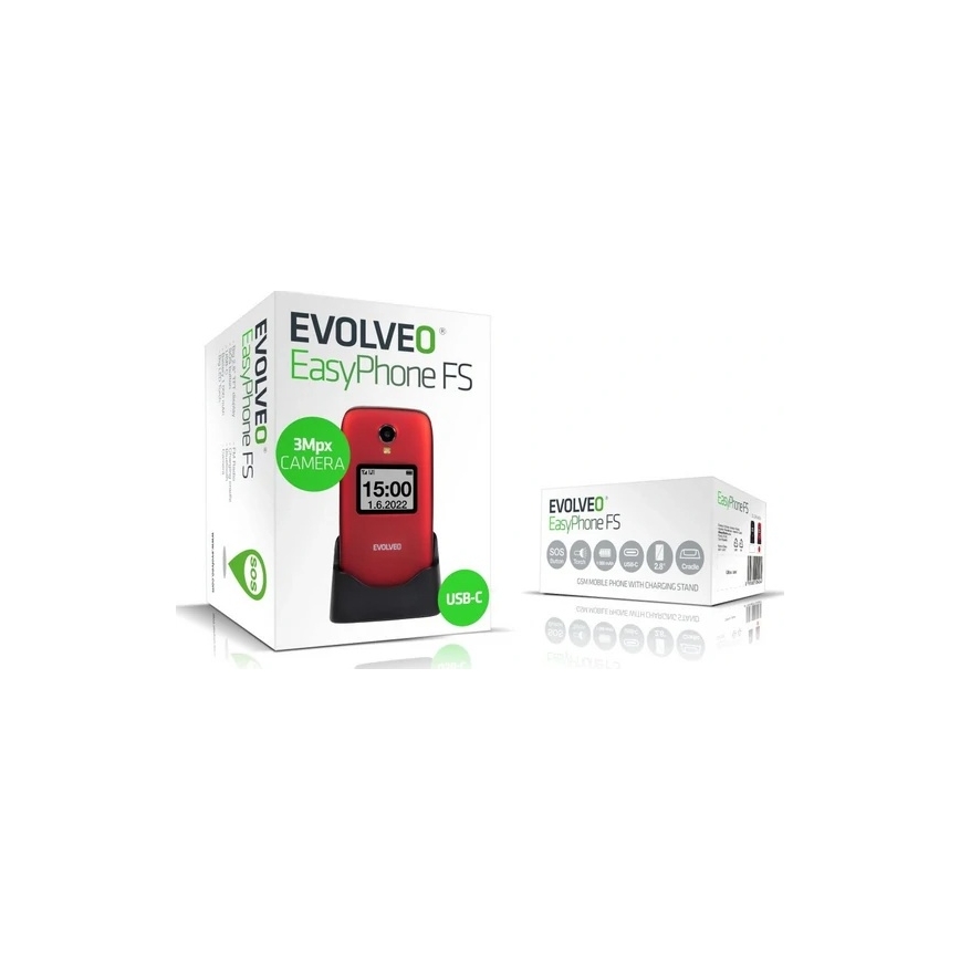 Evolveo - EasyPhone FS, vyklápěcí mobilní telefon 2.8, červený