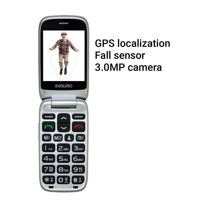 Evolveo - EasyPhone FS vyklápěcí mobilní telefon pro seniory 2.8 černá