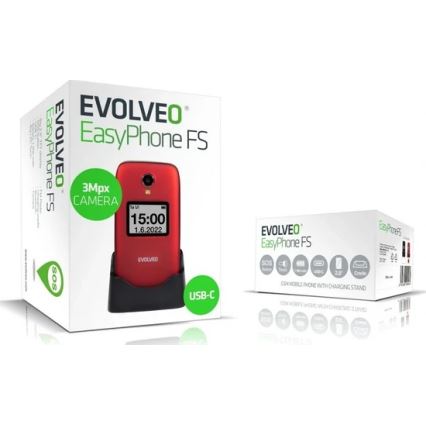 Evolveo - EasyPhone FS vyklápěcí mobilní telefon pro seniory 2.8 červená