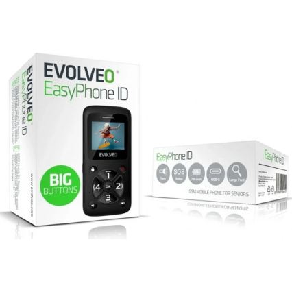 Evolveo - EasyPhone ID, mobilní telefon pro seniory, černá