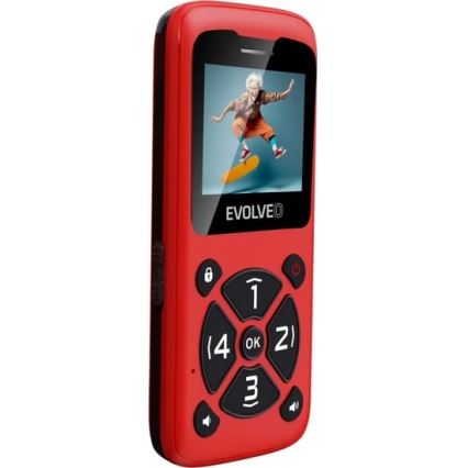 Evolveo - EasyPhone ID, mobilní telefon pro seniory červená