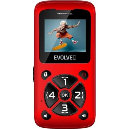 Evolveo - EasyPhone ID, mobilní telefon pro seniory, červený