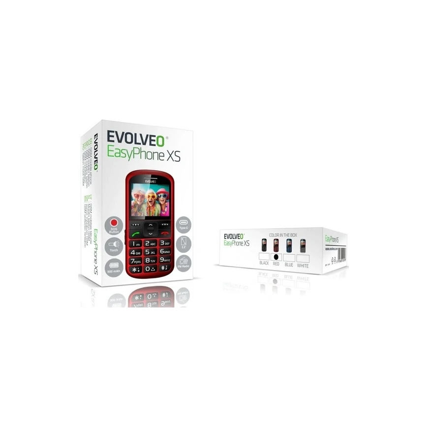 Evolveo - EasyPhone XS, mobilní telefon pro seniory, červený