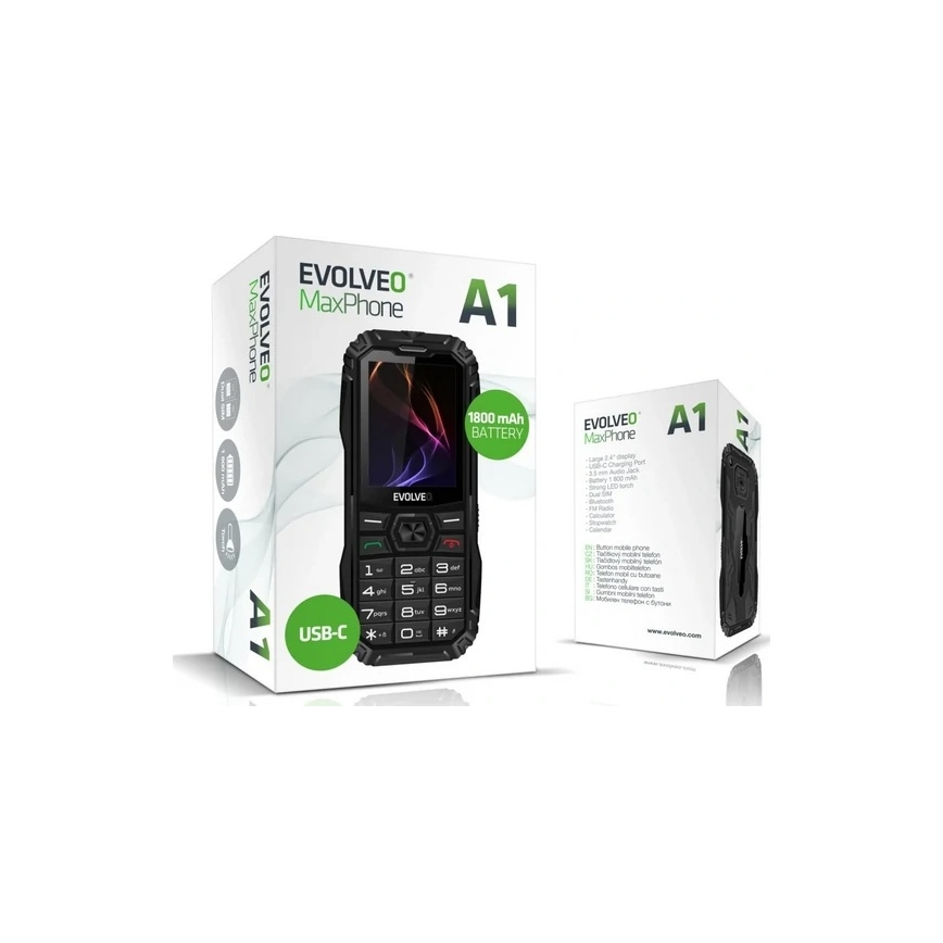 Evolveo - MaxPhone A1, tlačítkový Dual SIM telefon, černá