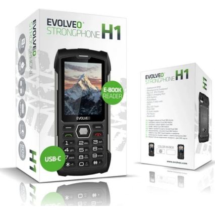 Evolveo - StrongPhone H1, vodotěsný Dual SIM telefon, černo - šedá