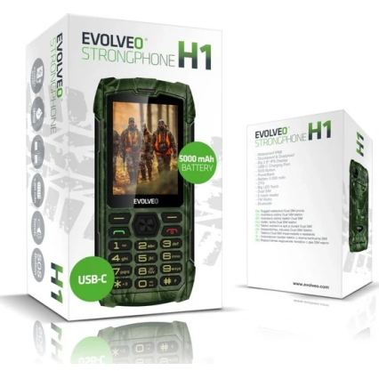 Evolveo-StrongPhone H1, vodotěsný Dual SIM telefon, lovecká kamufláž