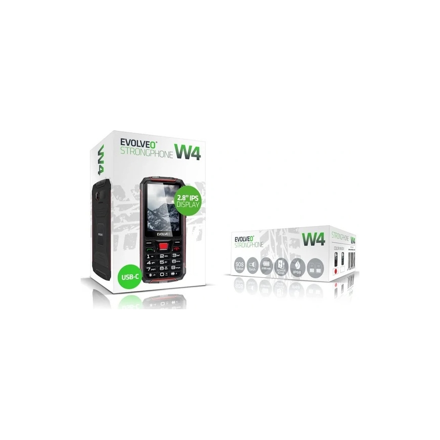 Evolveo - StrongPhone W4, vodotěsný Dual SIM telefon černá/červená