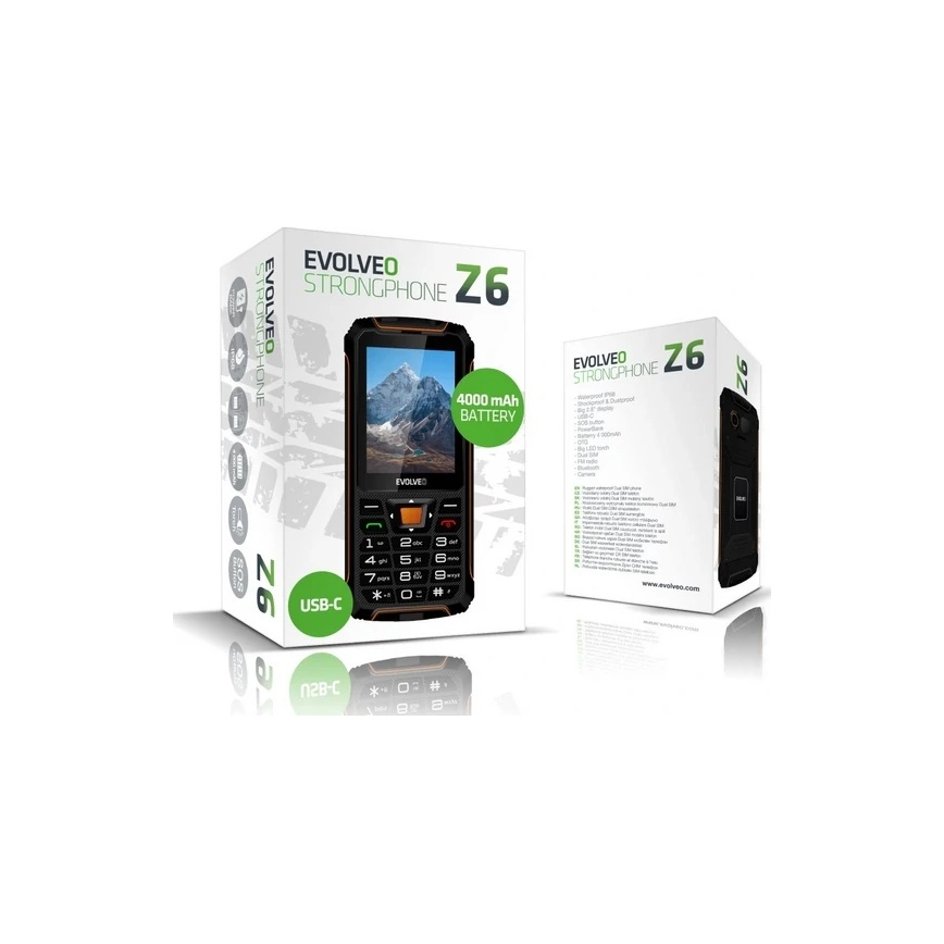 Evolveo - StrongPhone Z6, vodotěsný Dual SIM telefon černá/oranžová