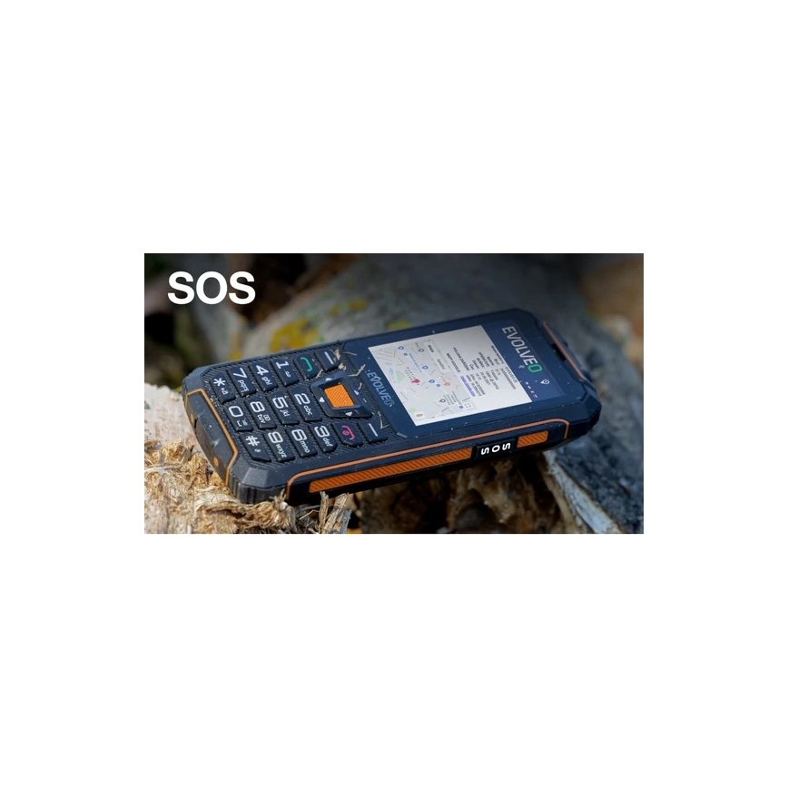 Evolveo - StrongPhone Z6, vodotěsný Dual SIM telefon černá/oranžová