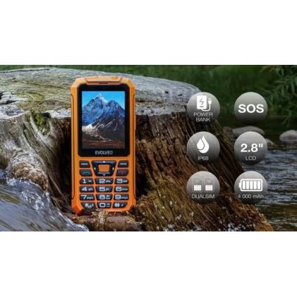 Evolveo - StrongPhone Z6, vodotěsný Dual SIM telefon oranžová