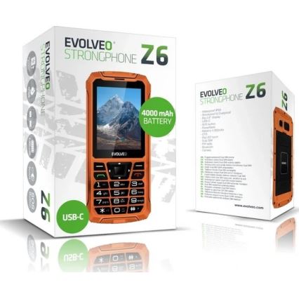 Evolveo - StrongPhone Z6, vodotěsný Dual SIM telefon oranžová