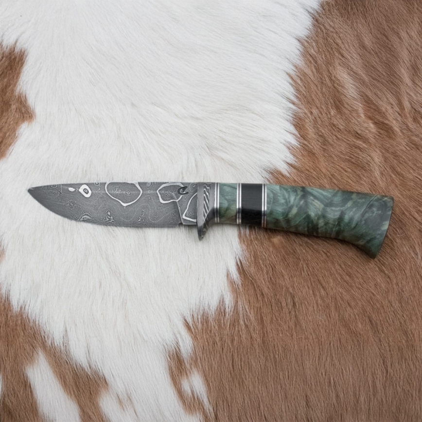 Exkluzivní damaškový nůž 11,6 cm javor/eben