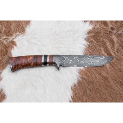 Exkluzivní damaškový nůž 13,8 cm olše/eben