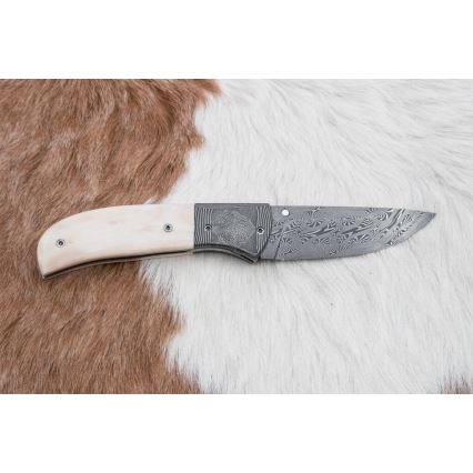 Exkluzivní zavírací damaškový nůž 8,6 cm mamutí kel