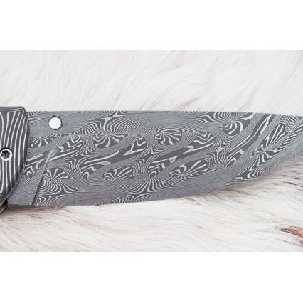 Exkluzivní zavírací damaškový nůž 8,6 cm mamutí kel