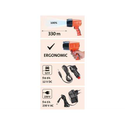 Extol - LED Nabíjecí svítilna LED/3W/1500 mAh/3,7V IPX4 oranžová/černá