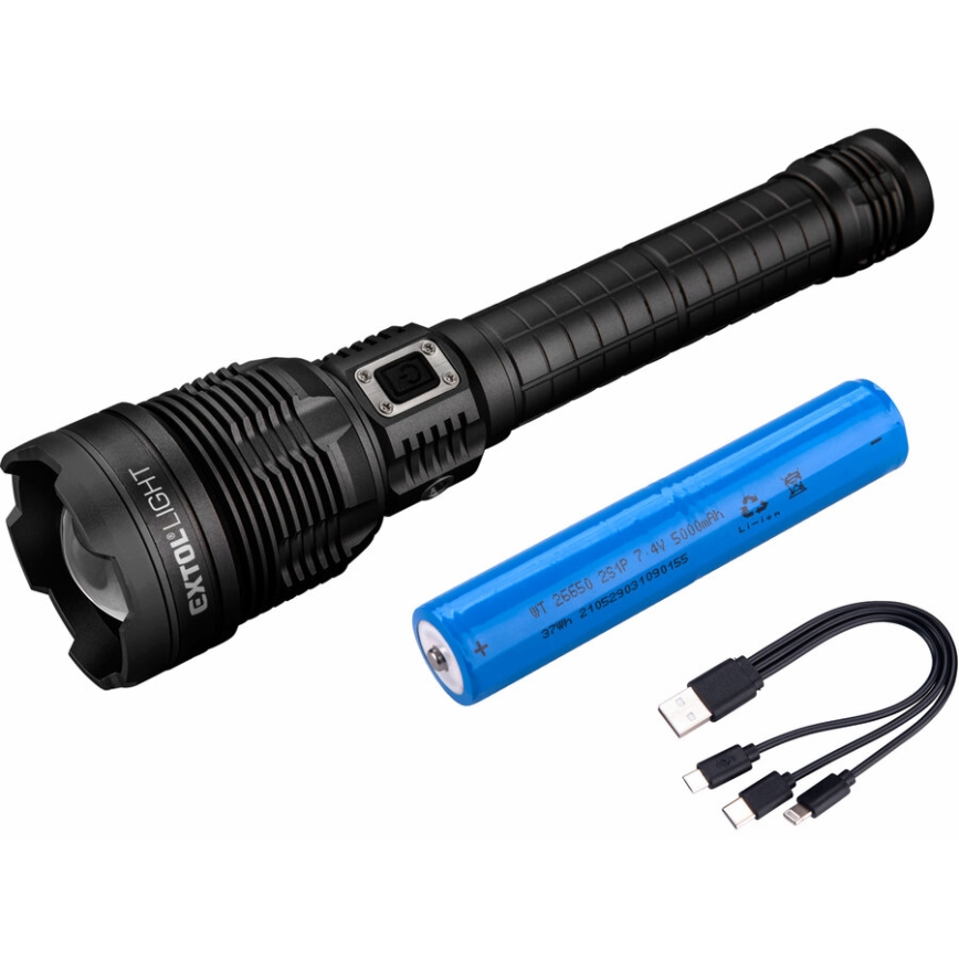 Extol - LED Stmívatelná nabíjecí svítilna s powerbankou LED/60W/10000 mAh 8000 lm IPX4 černá