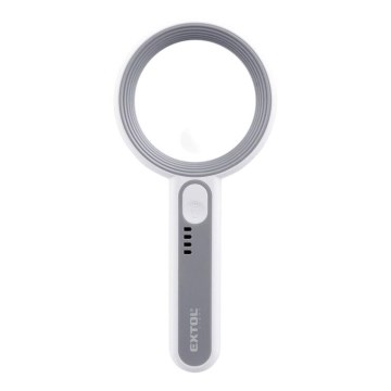 Extol - LED Stmívatelná nabíjecí lupa s osvětlením LED/650 mAh bílá/šedá