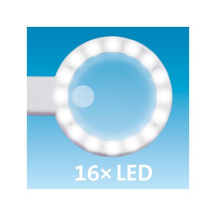Extol - LED Stmívatelná nabíjecí lupa s osvětlením LED/650 mAh bílá/šedá
