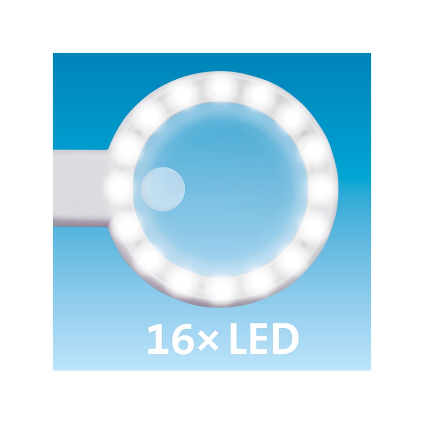 Extol - LED Stmívatelná nabíjecí lupa s osvětlením LED/650 mAh bílá/šedá