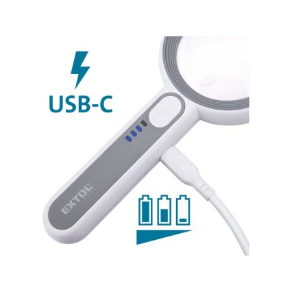 Extol - LED Stmívatelná nabíjecí lupa s osvětlením LED/650 mAh bílá/šedá