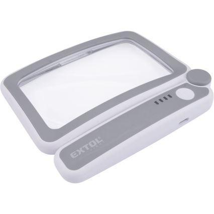 Extol - LED Stmívatelná nabíjecí skládací lupa s osvětlením LED/650 mAh bílá/šedá