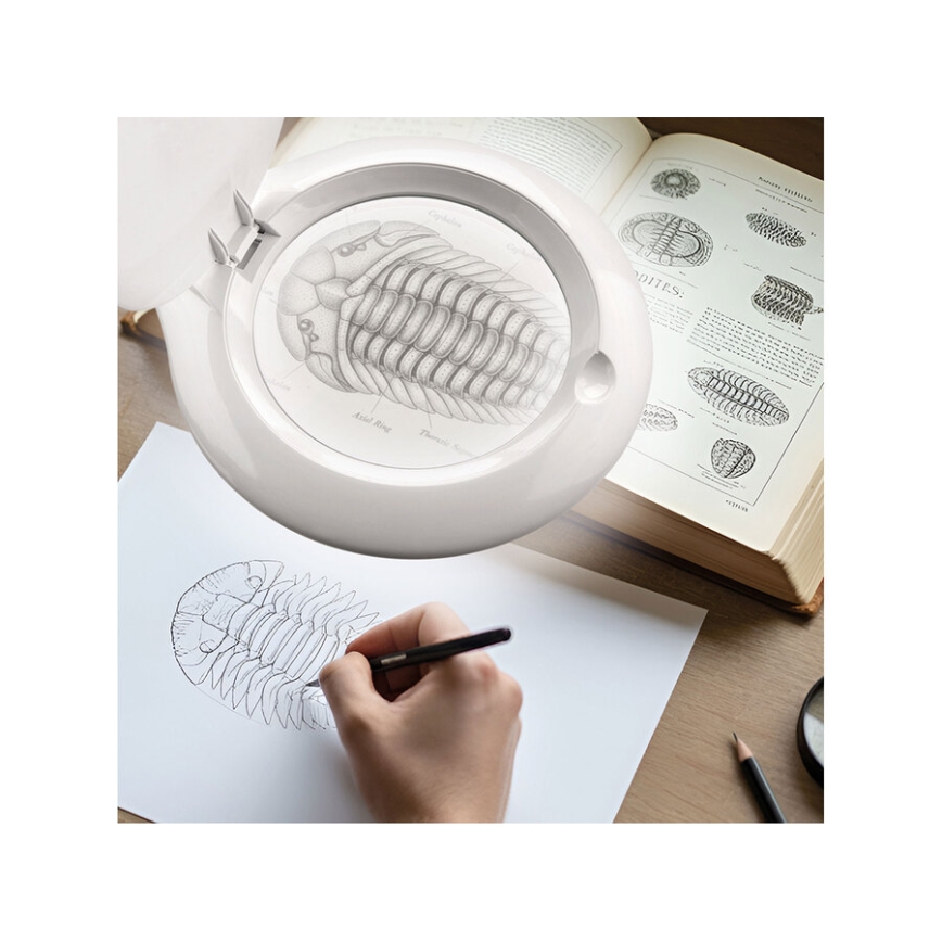 Extol - LED Stmívatelná stolní lampa s lupou LED/10W/230V bílá