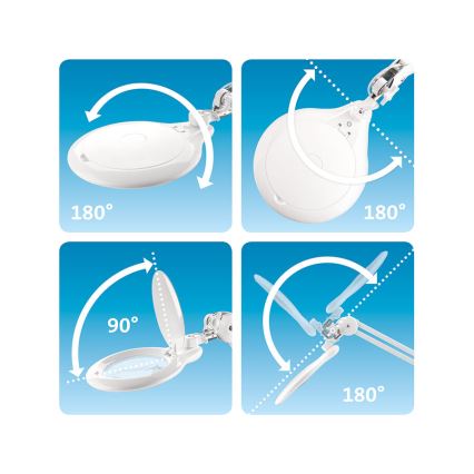 Extol - LED Stmívatelná stolní lampa s lupou LED/10W/230V bílá