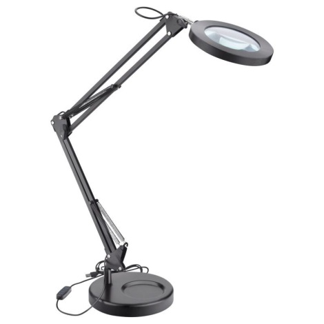 Extol - LED Stmívatelná stolní lampa s lupou LED/7W/5V 2900/4500/7500K černá