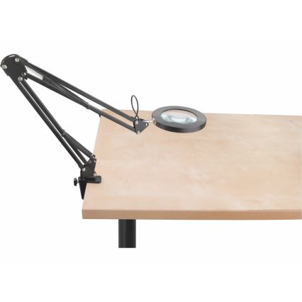 Extol - LED Stmívatelná stolní lampa s lupou LED/7W/5V 2900/4500/7500K černá