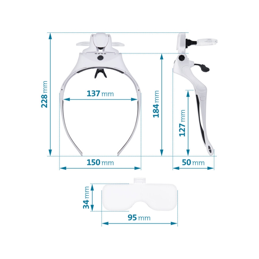 Extol - Nabíjecí brýle s lupou a osvětlením LED/300 mAh