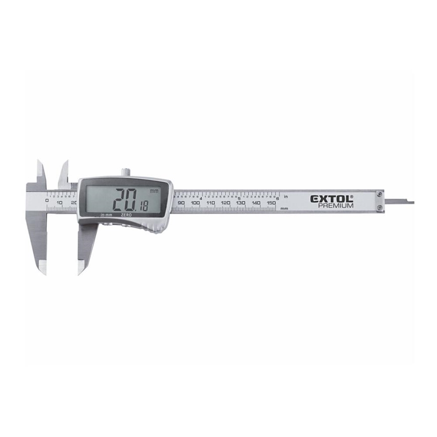 Extol Premium - Digitální posuvné měřítko 0-150 mm 1xCR2032 nerez