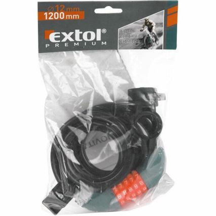Extol Premium - Zámek na kolo s lankem 12x1200 mm a pětimístným kódem