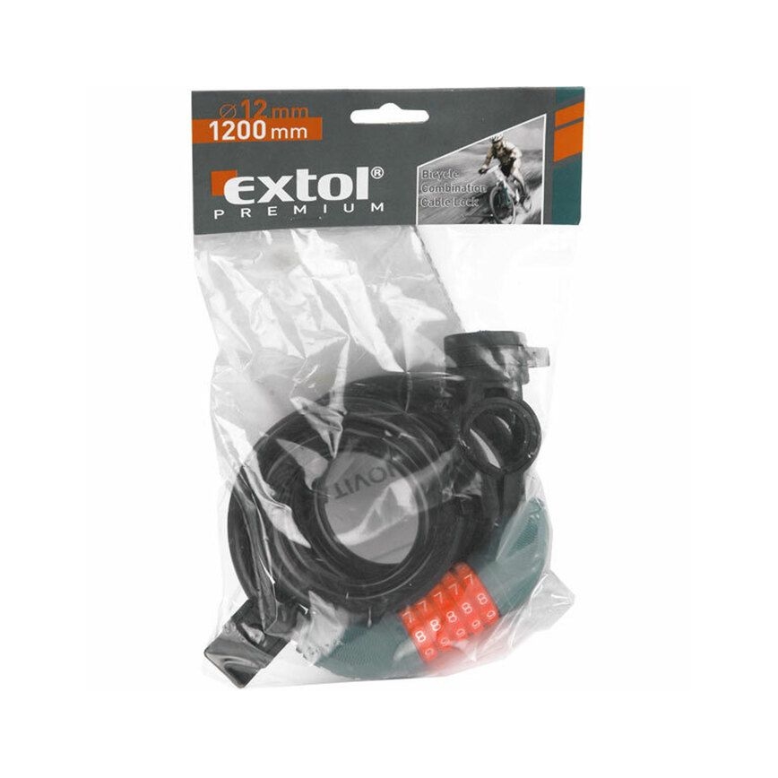 Extol Premium - Zámek na kolo s lankem 12x1200 mm a pětimístným kódem