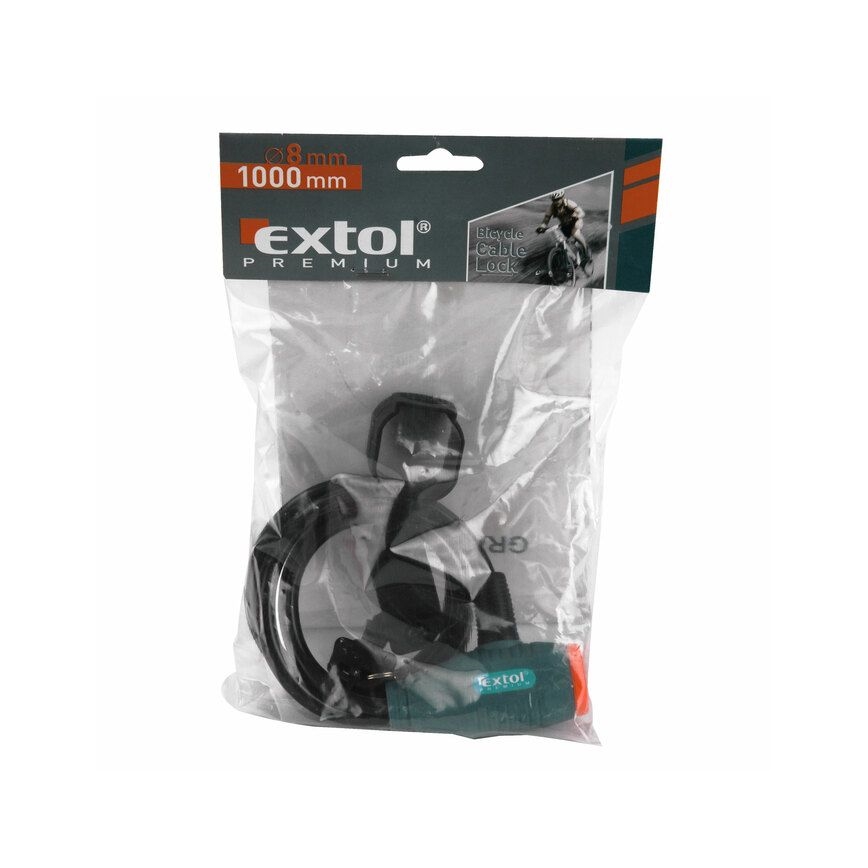 Extol Premium- Zámek na kolo s lankem 8x1000 mm