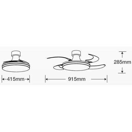 FANAWAY 210665 - LED Stmívatelný stropní ventilátor ORBIT LED/25W/230V černá pr. 91,5 cm + dálkové ovládání