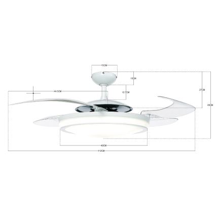 FANAWAY 210930 - Stropní ventilátor EVO2 3xE27/20W/230V bílá/chrom pr. 121 cm